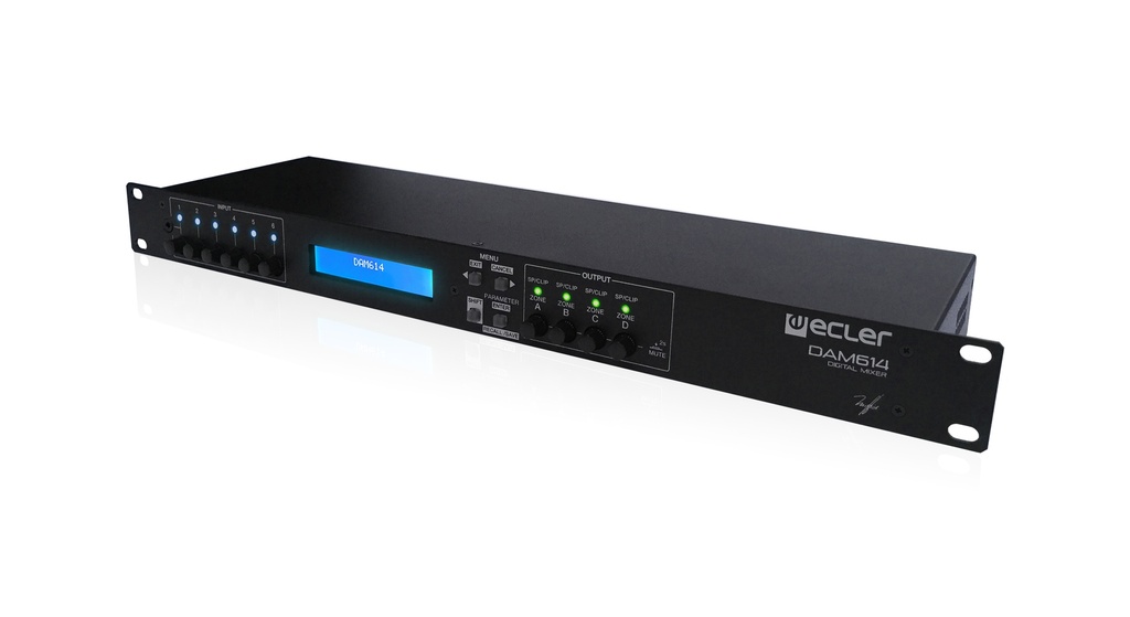 ECLER Matrice audio à 6 entrées et 4 sorties numériques, 6 encodeurs d'entrée + 4 de sortie