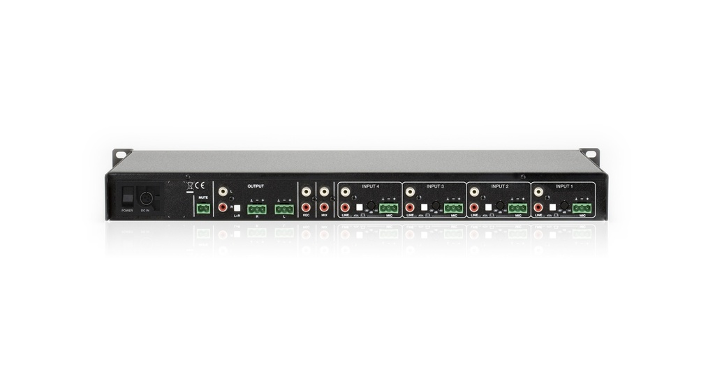 Mixette 1U/19", 4 entrées MICRO/LINE et contrôle de tonalité à 3 bandes par canal
