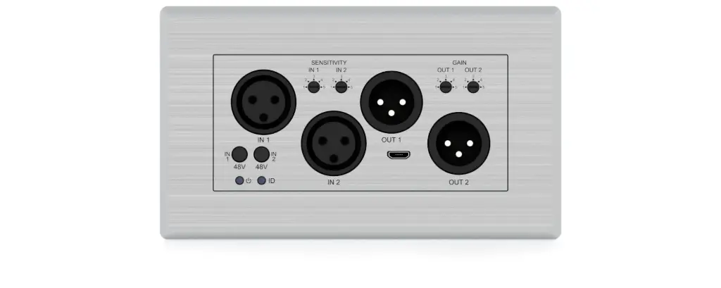 BLUSTREAM – DA22XLR‑WP‑EU XLR Dante® Audio Wall Plate 2 in / 2 out