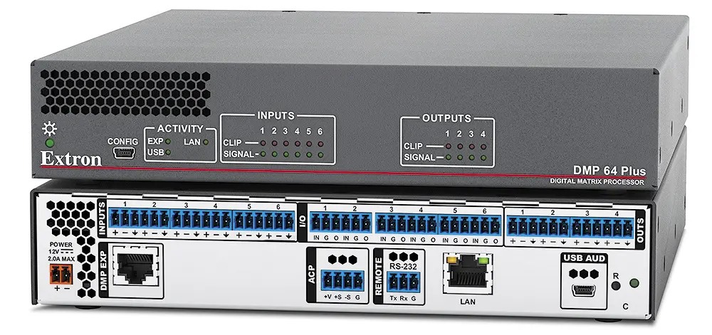 [60‑1823‑01] Extron – DMP 64 Plus C – Processeur matriciel audio DSP 6×4 avec AEC, USB et mixage puissant