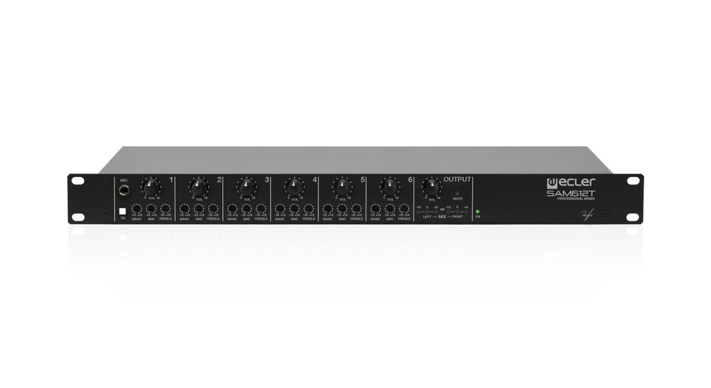 [SAM612T] Mixette 1U/19", 6 canaux d'entrée, 1 sortie stéréo
