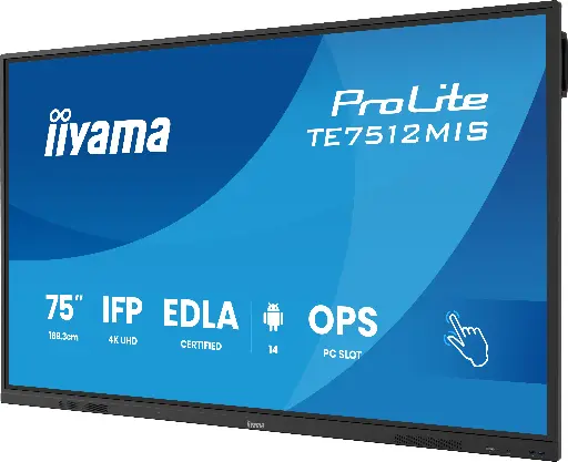 [TE7512MIS‑B4AG] IIYAMA – Moniteur tactile interactif ProLite 75″ 4K UHD